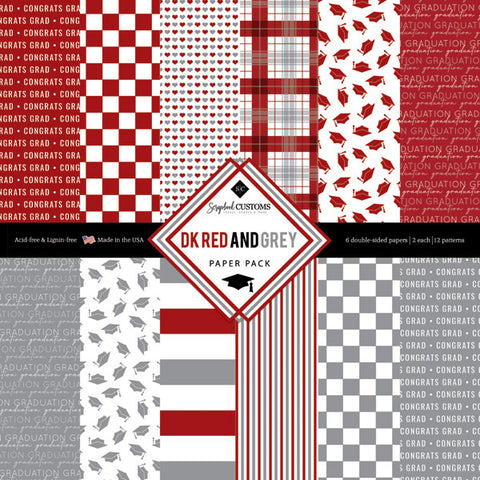 6"x 6" Congrats Grad (Red & Gray) Paper Pack