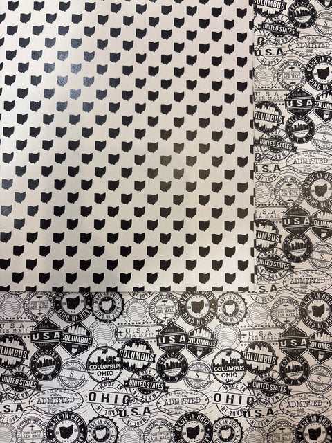 12"x 12" Black & White Ohio (Small) Double-Sided Paper