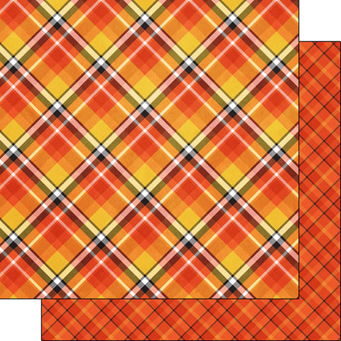 12'x 12" Pumpkin Plaid Double Sided Paper