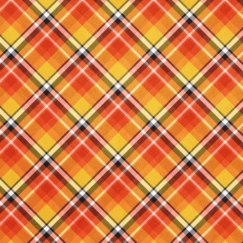 12'x 12" Pumpkin Plaid Double Sided Paper