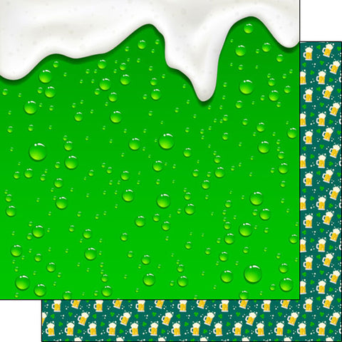 12'x 12" St. Patrick's Green Beer Double-Sided Paper