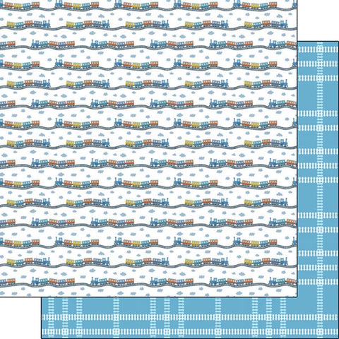 12"x 12" Train Plaid Paper (Double-sided)