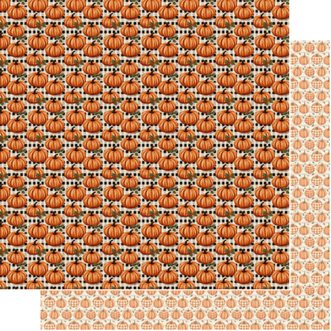 12"x 12" Pumpkin Gingham Double-Sided Paper