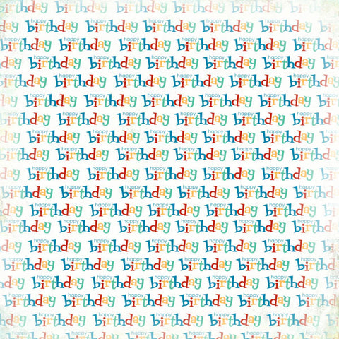 12"x 12" Happy Birthday Words Paper (Single-Sided)