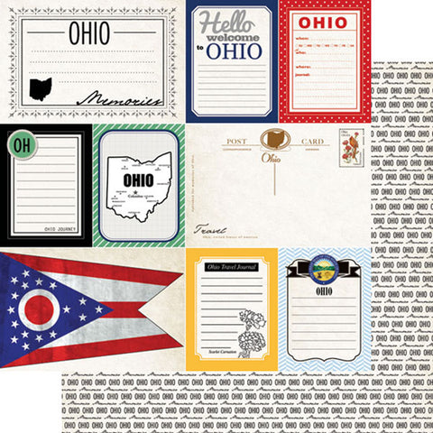 12"x 12" Ohio Vintage Journaling Pages (Double-sided)