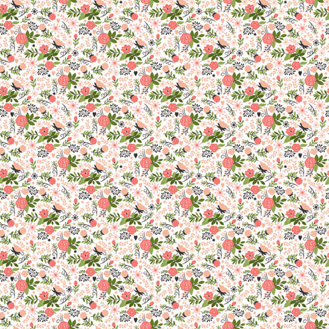 12'x 12" Happy Birthday Black Stripe & Flowers Double-Sided Paper