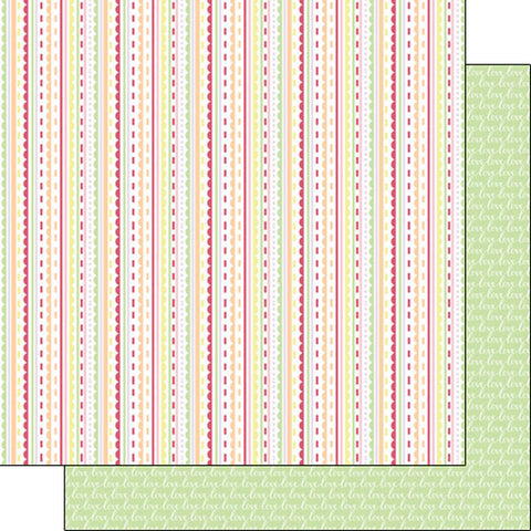 12'x 12" Valentine Stripe & Green Love Double-Sided Paper