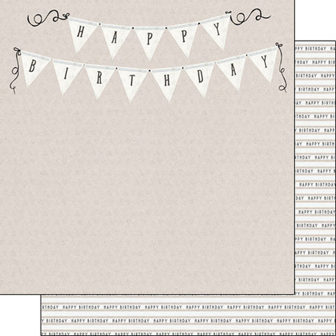 12"x 12" Her Birthday Banner/Stripe (Double-sided) Paper