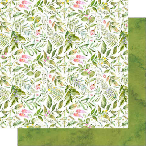 12'x 12" Wildflowers & Green Watercolor Double-Sided Paper