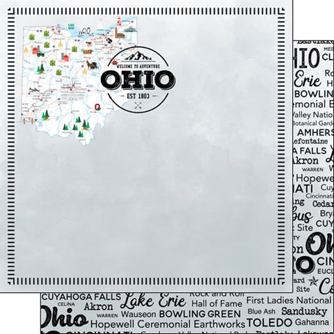 12"x 12" Ohio Postage Map Double-sided Custom Paper