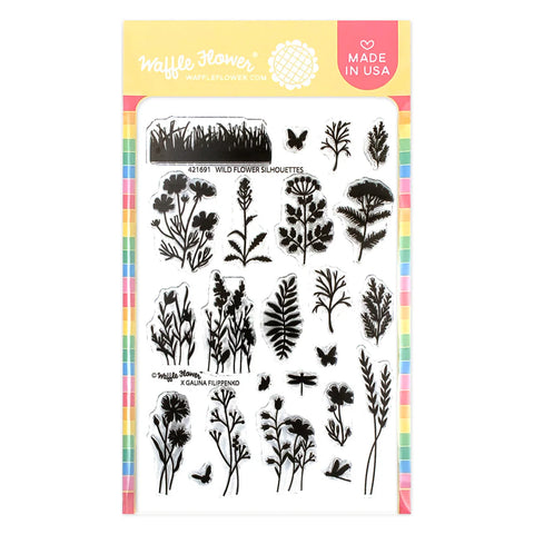 Waffle Flower - Postage Collage Wild Flower Silhouettes Stamp Set