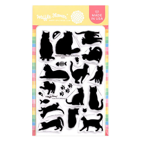 Waffle Flower - Postage Collage Cat Silhouettes Stamp Set