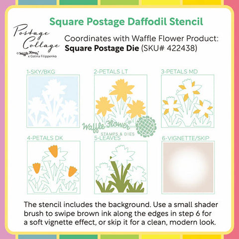 Waffle Flower - Square Postage Daffodil Stencil