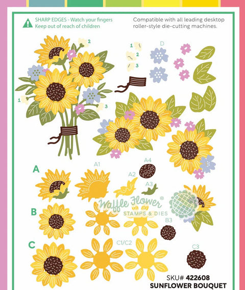 Waffle Flower - Sunflower Bouquet Die