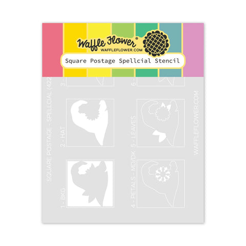 Waffle Flower - Postage Collage Spellcial Stencil (Works with Square Postage Die)