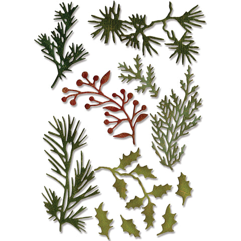 Sizzix - Tim Holtz Mini Holiday Greens Thinlit Dies