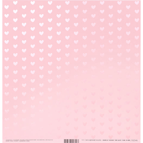 Bazzill - 12"x 12" Foiled Heart Pattern Cardstock (Multiple Colors Available)