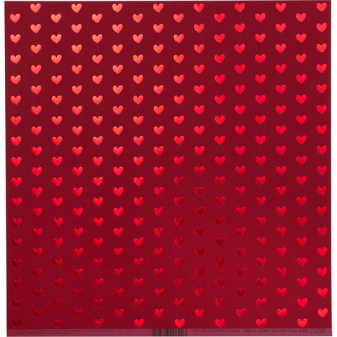 Bazzill - 12"x 12" Foiled Heart Pattern Cardstock (Multiple Colors Available)