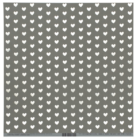 Bazzill - 12"x 12" Foiled Heart Pattern Cardstock (Multiple Colors Available)