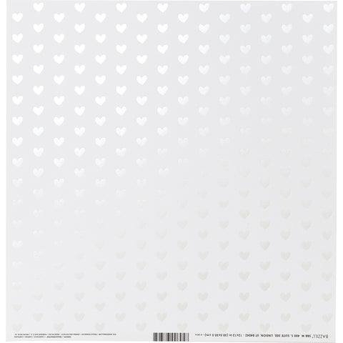 Bazzill - 12"x 12" Foiled Heart Pattern Cardstock (Multiple Colors Available)