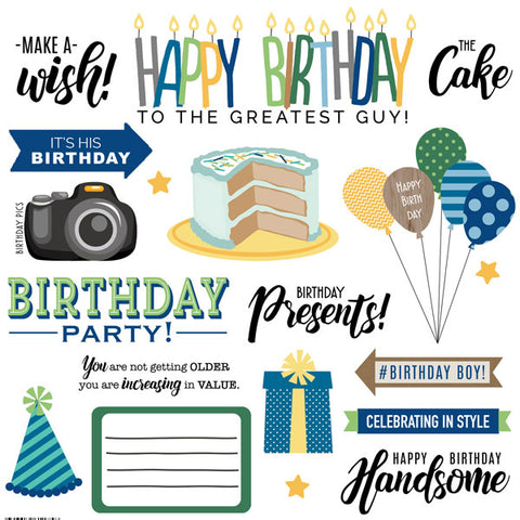 12"x 12" His Birthday Element Sticker Sheet