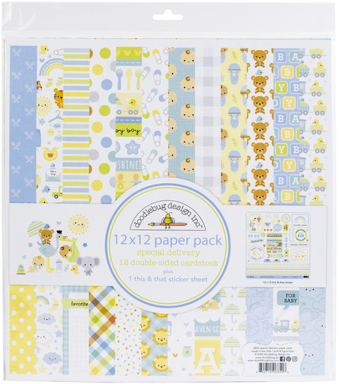 Doodlebug - 12"x 12" Special Delivery (Baby Boy) Paper Pack