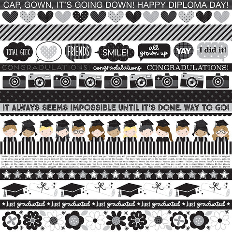 Bella Boulevard - 12"x 12" Graduation Borders (Cap & Gown) Double-Sided Cardstock