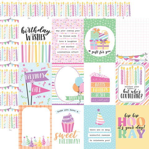 Echo Park 12"x 12" Make a Wish Birthday Girl (3x4 Journaling Cards) Double-Sided Paper