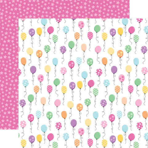 Echo Park 12"x 12" Make a Wish Birthday Girl (Birthday Girl Balloons) Double-Sided Paper