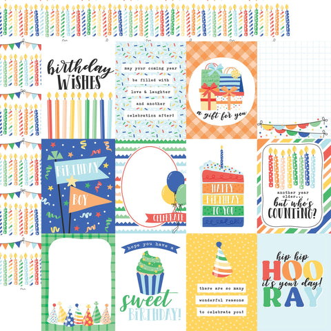 Echo Park 12"x 12" Make a Wish Birthday Boy (3x4 Journaling Cards) Double-Sided Paper