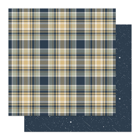Photoplay 12"x 12" Falling Stars Plaid (To the Moon & Back) Double-Sided Paper