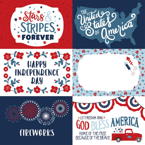 Echo Park 12"x 12" 6x4 Journaling Cards (Stars and Stripes Forever) Double-Sided Paper