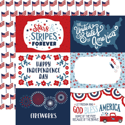 Echo Park 12"x 12" 6x4 Journaling Cards (Stars and Stripes Forever) Double-Sided Paper