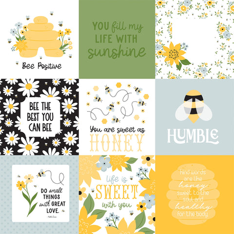 Echo Park 12"x 12" 4x4 Journaling Cards (Happy As Can Bee Collection) Double-Sided Cardstock