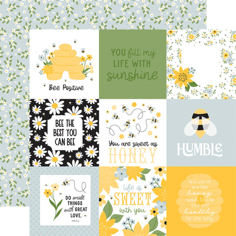 Echo Park 12"x 12" 4x4 Journaling Cards (Happy As Can Bee Collection) Double-Sided Cardstock