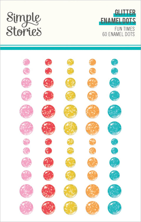 Simple Stories - Glitter Enamel Dots/Embellishments (Fun Times)(60 Count)