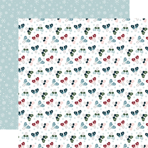 Echo Park 12'x 12" Snow Fun Mittens (Winter Fun) Double-Sided Paper