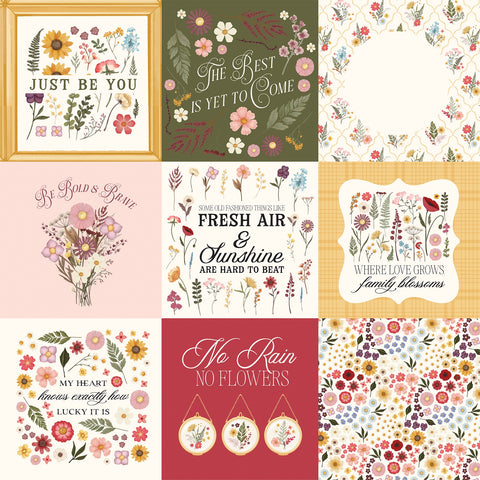 Carta Bella - 12'x 12" 4x4 Journaling Cards (Pressed Floral) Double-Sided Paper