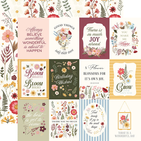 Carta Bella - 12'x 12" 3x4 Journaling Cards (Pressed Floral) Double-Sided Paper