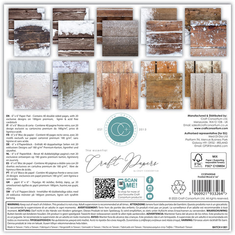 Craft Consortium - 6"x 6" Frosted Wood Double-Sided Paper Pad
