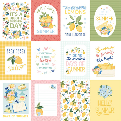 Carta Bella - 12"x 12" 3x4 Journaling Cards (Lemonade) Double-Sided Paper