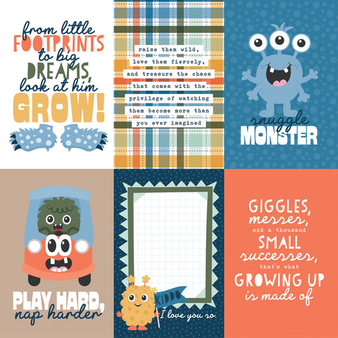 Echo Park - 12"x 12" 4x6 Journaling Cards (My Favorite Monster) Double-Sided Paper