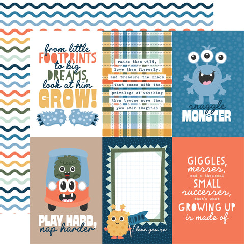Echo Park - 12"x 12" 4x6 Journaling Cards (My Favorite Monster) Double-Sided Paper