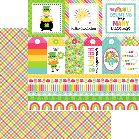Doodlebug - 12"x 12" St. Patty's Plaid (Lucky Me) Double-Sided Paper