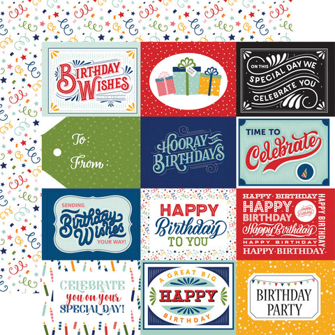 Echo Park 12"x 12" Birthday Salutations (4X3 Journaling Cards) Double-Sided Cardstock