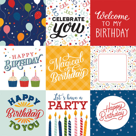 Echo Park - 12"x 12" Journaling Squares (Birthday Salutations) Double-Sided Paper