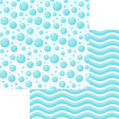 Scrapbook Supply Co. - 12"x 12" Bubbles (Bathtub Time Boy Collection) Double-Sided Paper