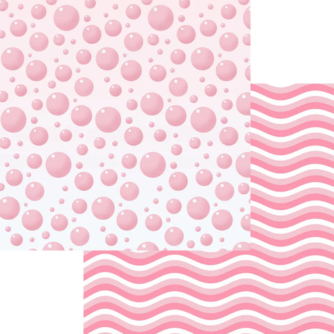 Scrapbook Supply Co. - 12"x 12" Bubbles (Bathtub Time Girl Collection) Double-Sided Paper