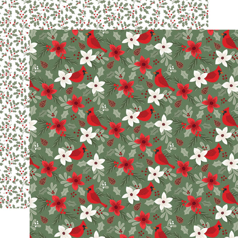 Echo Park 12"x 12" Cardinal Floral (Christmas Time) Double-Sided Cardstock