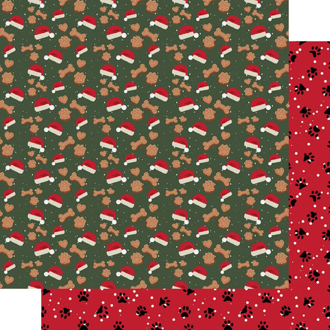 Scrapbook Supply - 12"x 12" Santa Bones (Merry Woofmas Collection) Double-Sided Paper